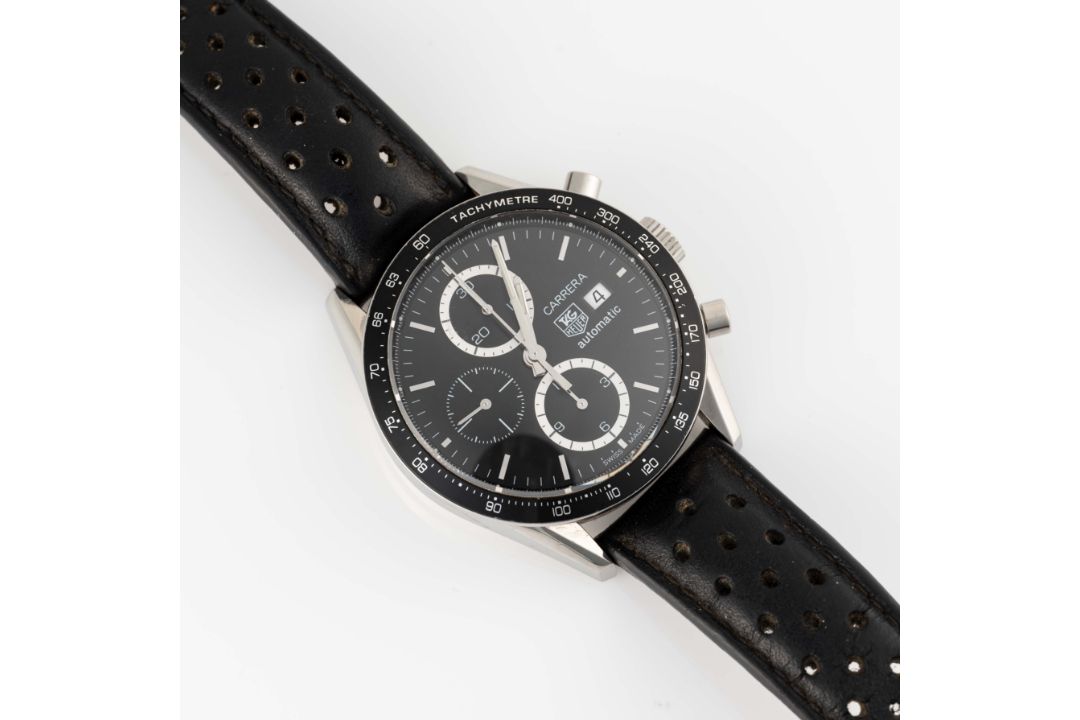 A GENTLEMAN'S SIZE STAINLESS STEEL TAG HEUER CARRERA AUTOMATIC CHRONOGRAPH WRIST WATCH CIRCA - Image 6 of 8