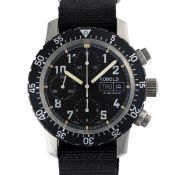 A GENTLEMAN'S SIZE STAINLESS STEEL KOBOLD AUTOMATIC DAY DATE CHRONOGRAPH WRIST WATCH CIRCA 1990s,