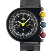 A RARE GENTLEMAN'S SIZE DUGENA LIP MACH 2000 DARK MASTER CHRONOGRAPH WRIST WATCH CIRCA 1970s