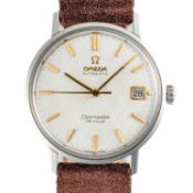 A GENTLEMAN'S SIZE STAINLESS STEEL OMEGA SEAMASTER DE VILLE AUTOMATIC DATE WRIST WATCH CIRCA