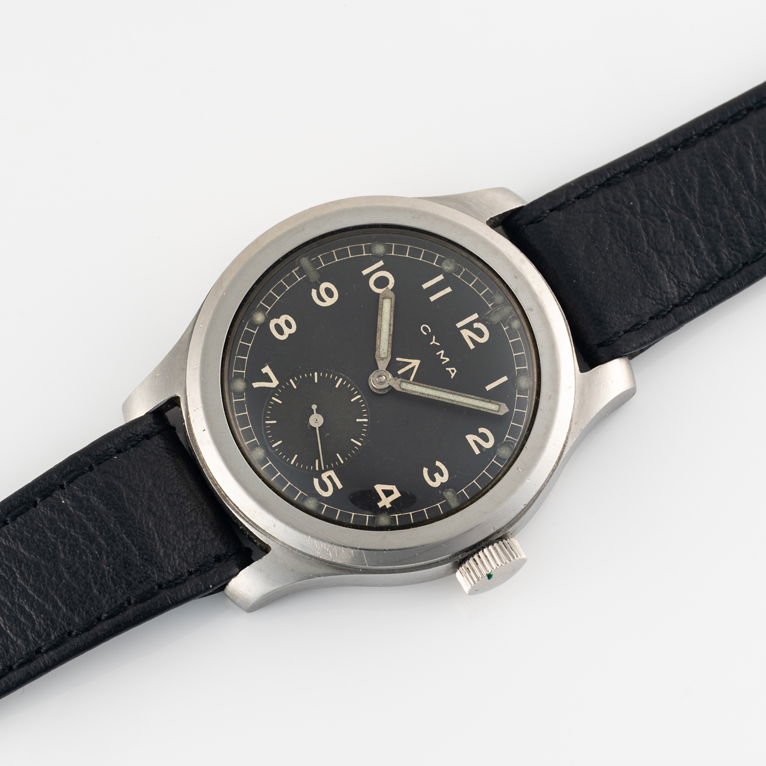 A GENTLEMAN'S STAINLESS STEEL BRITISH MILITARY CYMA W.W.W. WRIST WATCH CIRCA 1945, PART OF THE " - Image 4 of 8