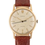 A GENTLEMAN'S SIZE 9CT SOLID GOLD ROLEX PRECISION WRIST WATCH CIRCA 1965 Movement: 17J, manual wind,