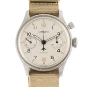 A RARE GENTLEMAN'S STAINLESS STEEL SOUTH AFRICAN AIR FORCE LEMANIA PILOTS SINGLE BUTTON