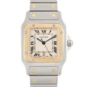 A GENTLEMAN'S SIZE STEEL & GOLD CARTIER SANTOS GALBEE BRACELET WATCH CIRCA 1990s, REF. 187901
