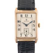 A GENTLEMAN'S SIZE 9CT SOLID GOLD ROLEX RECTANGULAR WRIST WATCH CIRCA 1930, REF. 556 Movement: