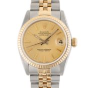 A MIDSIZE STEEL & GOLD ROLEX OYSTER PERPETUAL DATEJUST BRACELET WATCH CIRCA 1989, REF. 68273