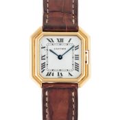 A GENTLEMAN'S SIZE 18K SOLID GOLD CARTIER PARIS CEINTURE WRIST WATCH CIRCA 1979, REF. 78099