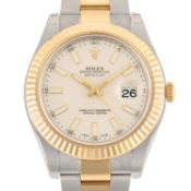 A GENTLEMAN'S SIZE STEEL & GOLD ROLEX OYSTER PERPETUAL DATEJUST II BRACELET WATCH DATED 2016, REF.