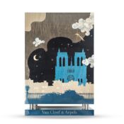 A FINE & LARGE WATCH DISPAY TRAVEL CASE BY VAN CLEEF & ARPELS INLAID WITH WOOD DEPICTING THE PARIS