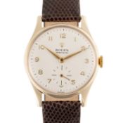 A GENTLEMAN'S SIZE 9CT SOLID GOLD ROLEX PRECISION WRIST WATCH CIRCA 1960s Movement: 17J, manual