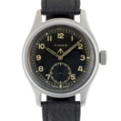 A GENTLEMAN'S STAINLESS STEEL BRITISH MILITARY TIMOR W.W.W. WRIST WATCH CIRCA 1945, PART OF THE 
