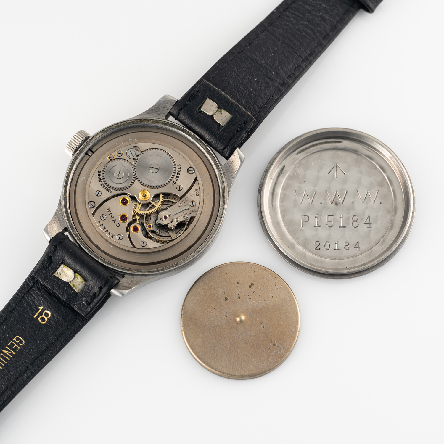 A GENTLEMAN'S STAINLESS STEEL BRITISH MILITARY CYMA W.W.W. WRIST WATCH CIRCA 1945, PART OF THE " - Image 8 of 8