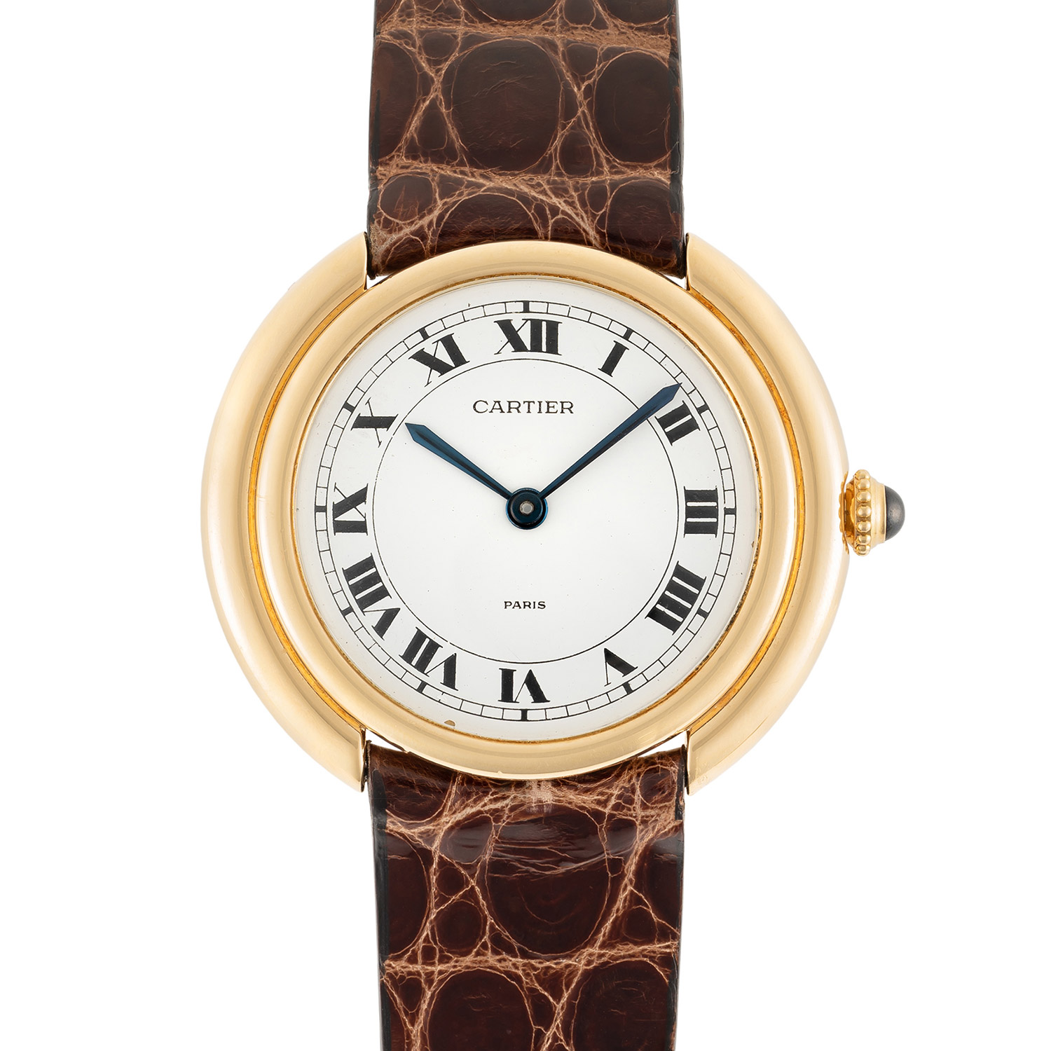 A RARE GENTLEMAN'S SIZE 18K SOLID GOLD CARTIER PARIS VENDOME AUTOMATIC WRIST WATCH CIRCA 1970s, REF.
