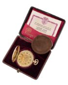 A RARE GENTLEMAN'S SIZE 14K SOLID GOLD LANGE UHR GLASHUTTE FULL HUNTER POCKET WATCH DATED 1935, REF.