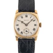 A GENTLEMAN'S SIZE 18K SOLID GOLD ROLEX CUSHION WRIST WATCH CIRCA 1930s, REF. 1928 Movement: 18J,