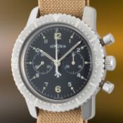 A VERY RARE GENTLEMAN'S SIZE STAINLESS STEEL SOUTH AFRICAN AIR FORCE LEMANIA PILOTS CHRONOGRAPH