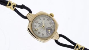 9CT ROLEX CASE, converted from a manual wind to a quartz movement, inner case back hallmarked 9ct,