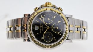 RAYMOND WEIL GENEVE PARSIFAL REF 7230, approx 38mm black dial, baton hour markers, three subdials,