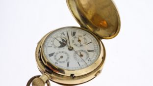 18CT FULL HUNTER CALENDAR REPEATER POCKET WATCH