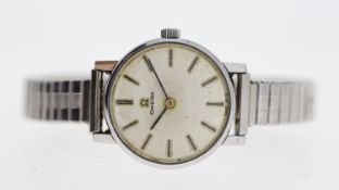 VINTAGE LADIES OMEGA WRISTWATCH, approx 23mm stainless steel case, expandable bracelet, not