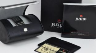 RADO DIASTAR REF 10384881 W/BOX, approx 27mm gunmetal dial, baton hour markers, date aperture at 6
