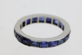 Platinum full sapphire eternity ring.