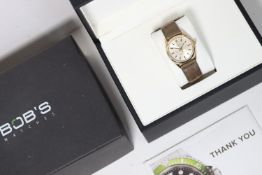 rolex oyster perpetual reference 1024 circa 1973, silver dial with baton hour markers, gold plated