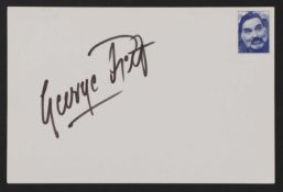 George Best signed autograph on white card,