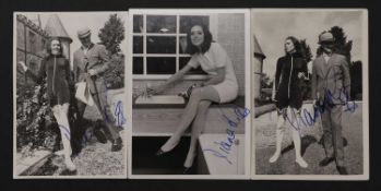 The Avengers: three Diana Rigg signed promo cards,