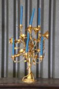 A gilt-metal lily candelabrum,