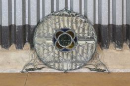 A cast iron window-frame mantelpiece mirror,
