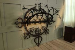 A wrought-iron gate guard,