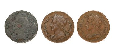 3x Charles II, Farthings, comprising; (2x) 1675 copper farthings (S.3394) Fine and Good Fine