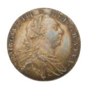 George III, Shilling 1787, no hearts, stop above head, (S.3743), dark toning, Extremely Fine