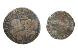 2x Philip and Mary, Silver Coins, to include: undated shilling, 5.05g, no mm. busts face to face,