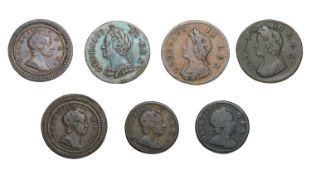 Mixed Georgian Farthings, 7 coins to include: George I, 17?, (2x)1719, 1723 (S.3660); and George II,