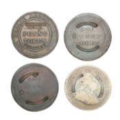 George III, Countermarked 3 Shilling Bank Token 1812, countermark by Bradford Workhouse; coin
