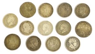 Assortment of 18th and 19th Century Shillings, 13 coins comprising; (3x) George III, 1787, Very Fine