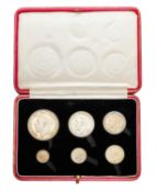 George V, ' New Type' Proof Set 1927; 6 coin set comprising; 'wreath' crown, half crown, florin,