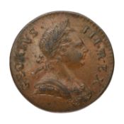 George III, Halfpenny 1772, GEORIVS error, (S.3774); Near Extremely Fine and Scarce