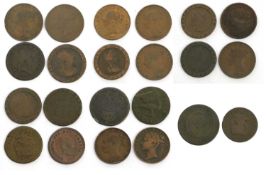 Mixed Lot of Isle of Man Coinage, 22 coins and tokens comprising; cast halfpenny 1709, (S.7402),