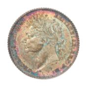 George IV, Sixpence 1824, (S.3814) rainbow toning, Good Extremely Fine
