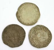 3x Charles I, Shillings, all group D comprising; type 3.1, mm. harp, (S.2789), weakness to central