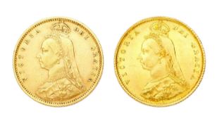 2x Victoria, Half Sovereigns 1887&1892, both obv. Jubilee head left, rev. crowned shield of arms;