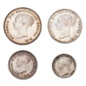Victoria, Maundy Set 1887, comprising 4d, 3d, 2d and 1d, the 3d is a non-maundy regular