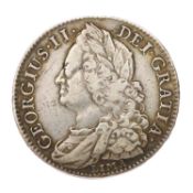 George II, Halfcrown 1745, D.NONO, LIMA, plain angles (Bull 1687, ESC 605, S.3695); Near Very Fine
