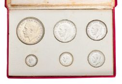 George V, ' New Type' Proof Set 1927; 6 coin set comprising; 'wreath' crown, half crown, florin,