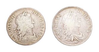 2x Charles II Crowns, to include: 1662, edge dated, rose below bust (Bull 344, ESC 17, S.3351);