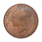 Victoria, Penny 1855, plain trident (S.3948); Extremely Fine with a good amount of original mint