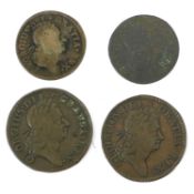 Ireland, George I, William Woods Coinage, 4 coins comprising: (2x) type II halfpennies 1723 (S.